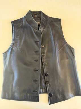 Harold's Black Leather Vest, Lined